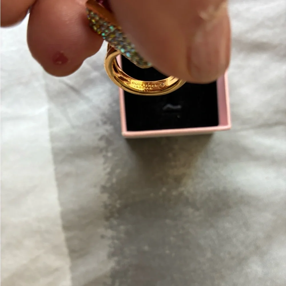 Kurt Geiger Pink and Gold Ring, size small 5-5.5 - Picture 3 of 13